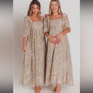 Beige floral maxi dress